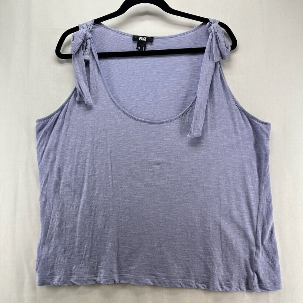 PAIGE Tank Top Womens Sz XL Slub Jersey Tie Strap Sleeveless Cotton Modal Purple